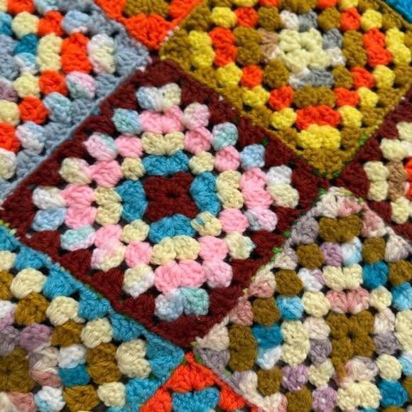 Vintage Handmade Granny Square Crochet Afghan cottagecore - Picture 2 of 10